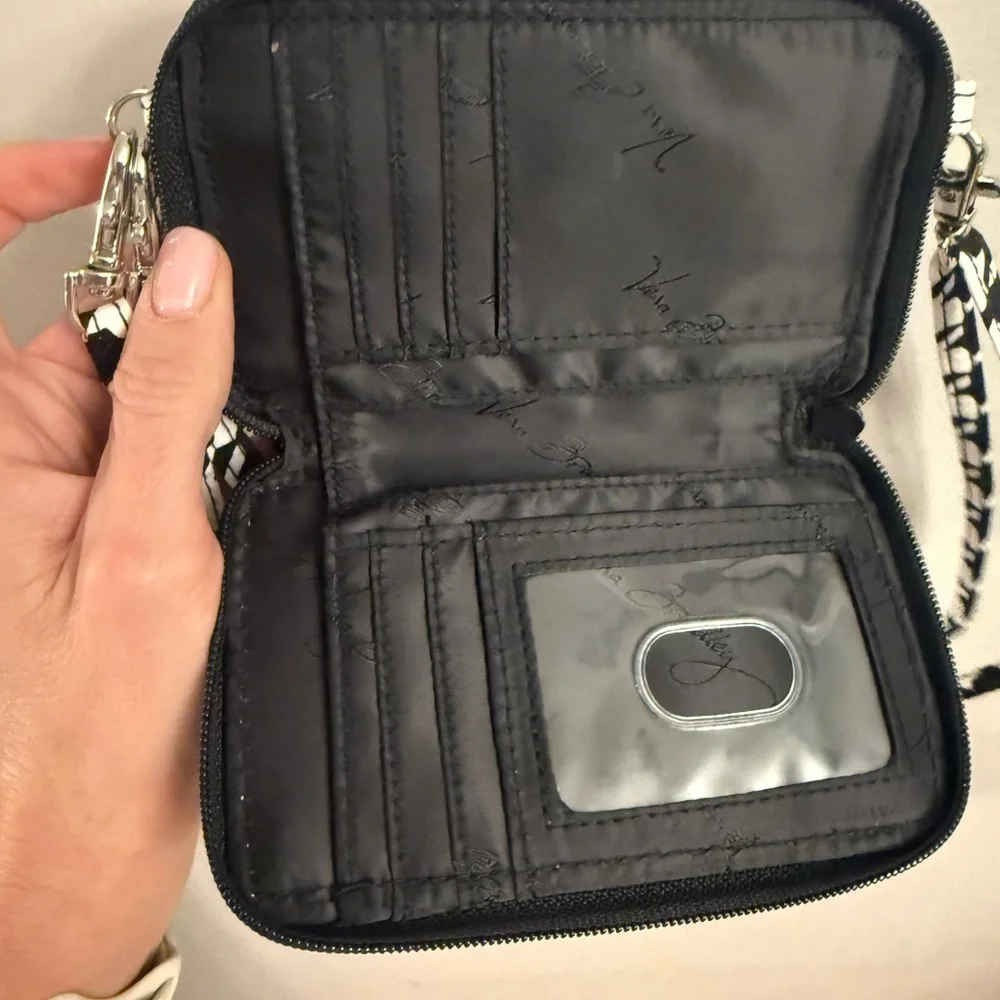 Vera Bradley RFID All-in-One Crossbody Wristlet Wristlet Black White Houndstooth